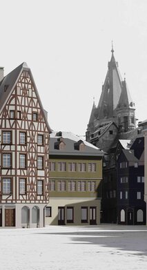 3D-Rekonstruktion des Brands mit Blick auf den Dom