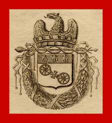 Wappen mit Mainzer Doppelrad und napoleonischen Bienen, darüber Adlerkrone