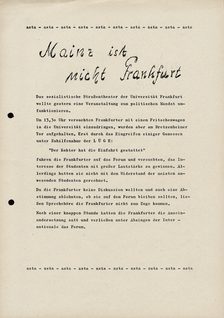 Flugblatt Din-A4, schwarze Schrift auf weiß, handschriftlicher Einschub