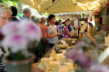 Keramikstand auf dem Künstlermarkt am Rheinufer