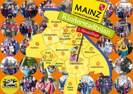 Titelseite des bunten Kinderstadtplans