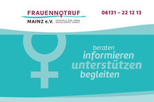 Flyer mit Logo und Visual des Frauennotrufs Mainz